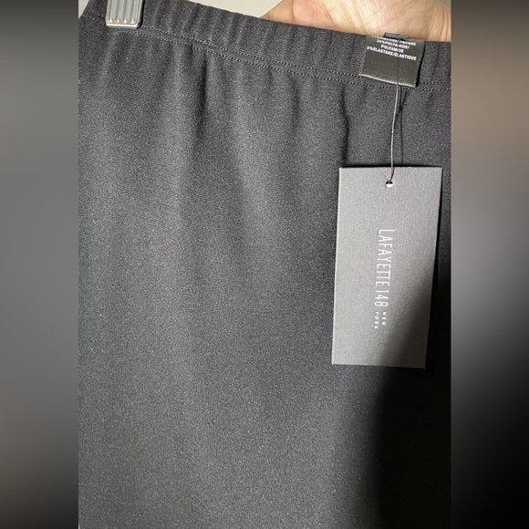 NWT LAFAYETTE 148 Solid Black Jersey Knit Stretch Waist Pencil Skirt P - Picture 4 of 7